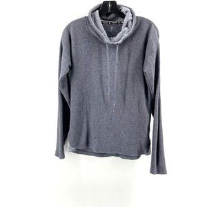 Free2B Women's Gray Long Sleeve Cowl Neck Drawstring Thermal Sweatshirt Size S